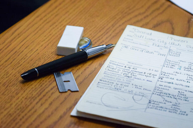 Pen and paper and razor blade
