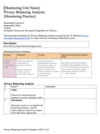 Thumbnail of balancing analysis template showing placeholder title text, and placeholder tables for description, colored table of monitoring practice summary, and beginning of table for privacy balancing analysis 
